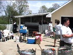 View of garage and attached porch